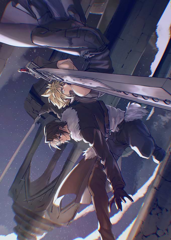 cloud strife with buster swords
