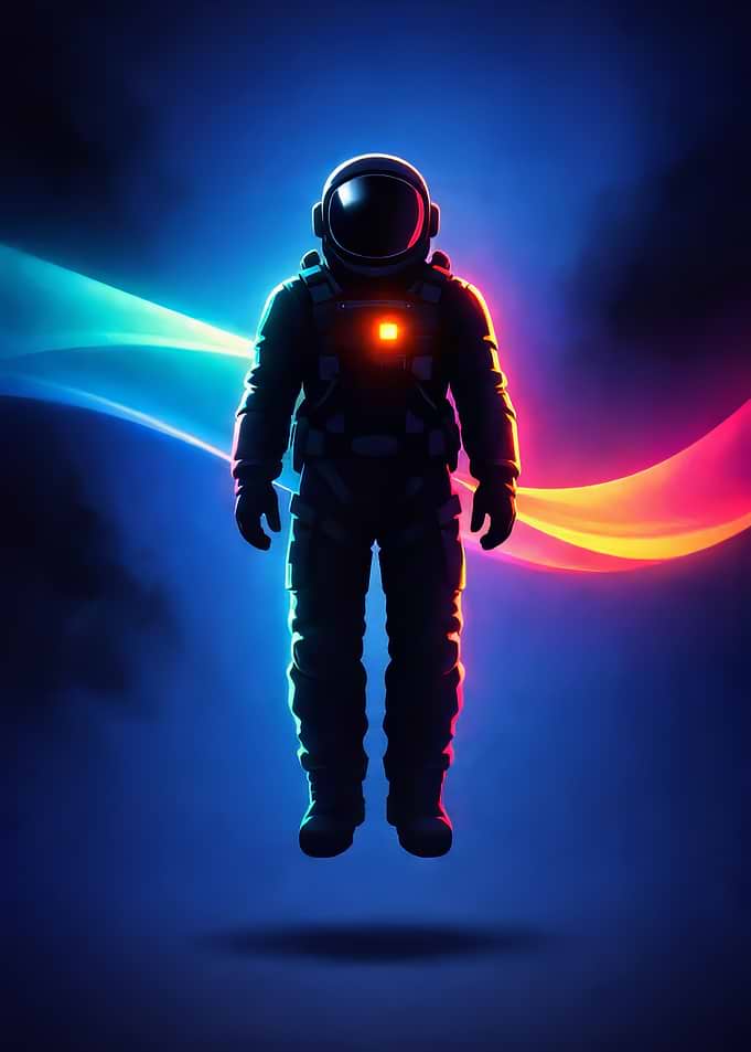 Astronaut in Neon Space