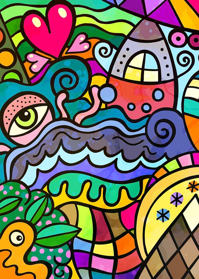 Vibrant Abstract Doodle Art