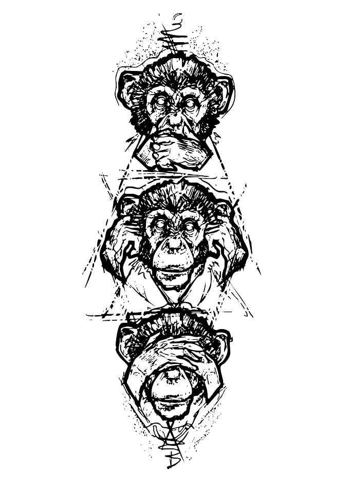 Three Wise Monkeys Tattoo Design