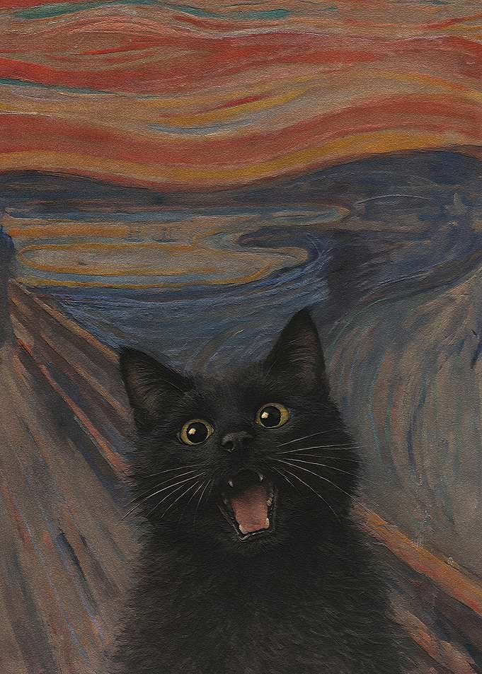 Screaming Black Cat in 'The Scream' Painting