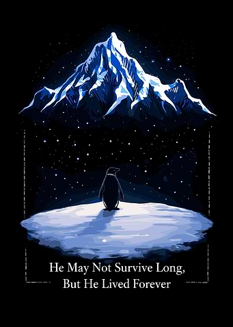 Penguin on Iceberg Under Stars