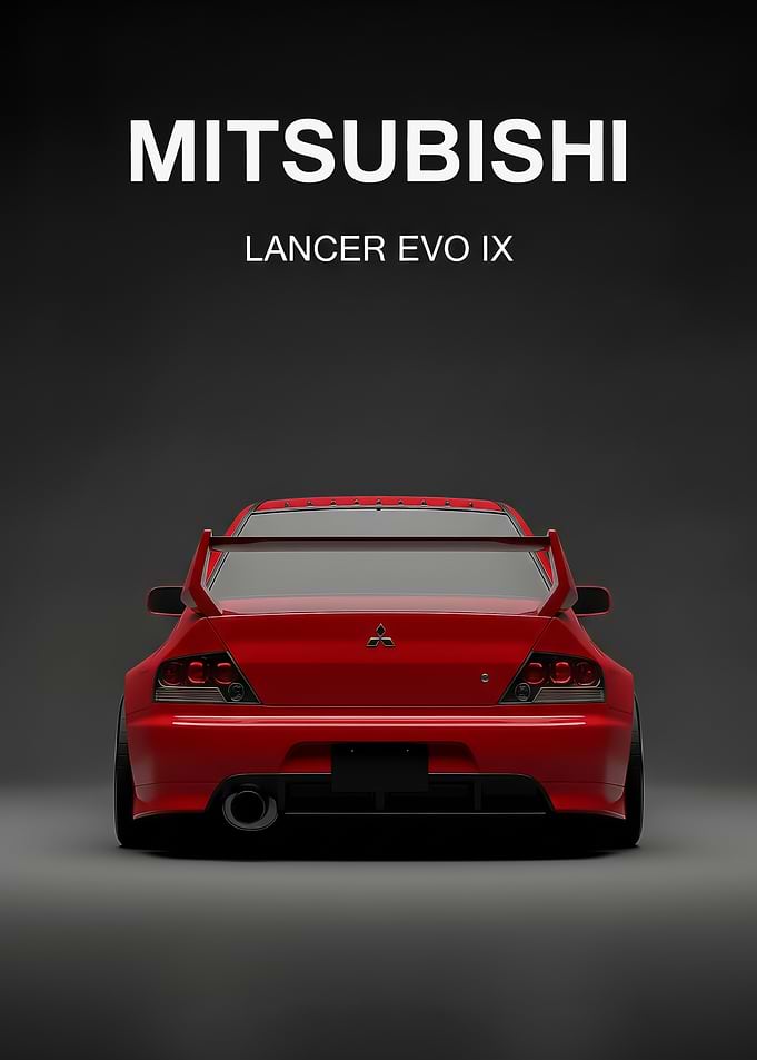 Red Mitsubishi Lancer Evo IX Rear View