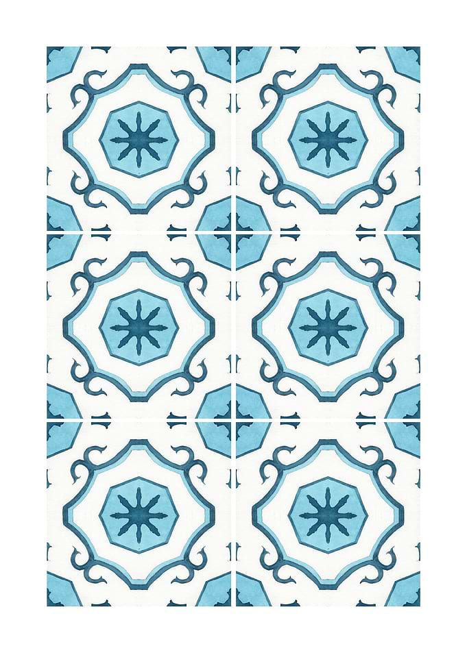 Blue and White Geometric Tile Pattern