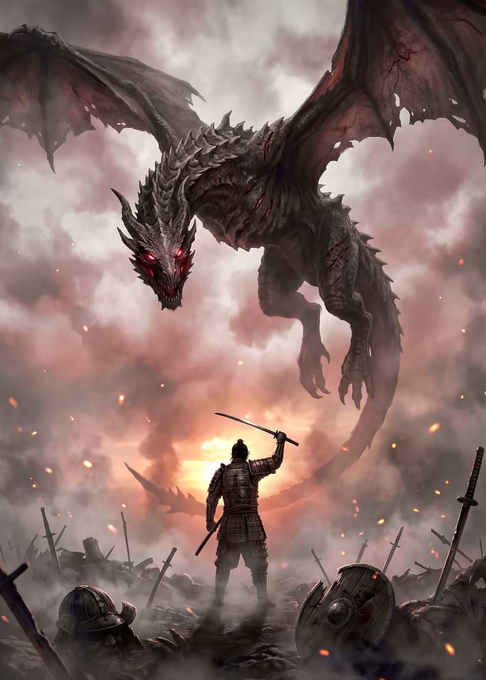Samurai Battles Dragon