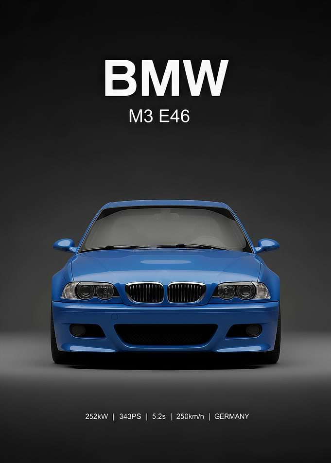blue BMW M3 E46 Front View