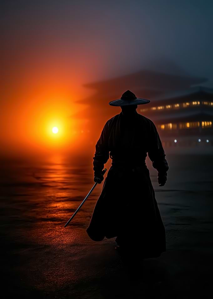 Samurai Warrior at Sunset