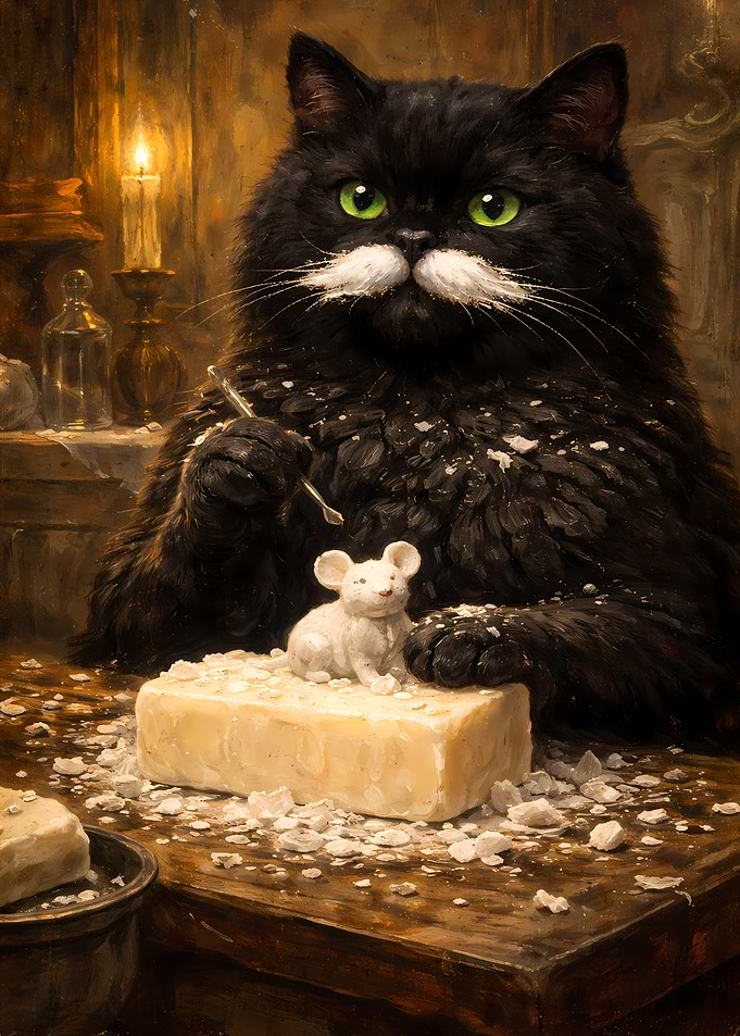 Chubby Black Cat Sculpting Soap Bathroom Oil Art