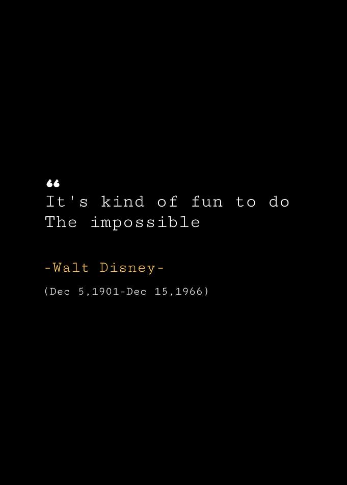 Walt Disney quote on a black background
