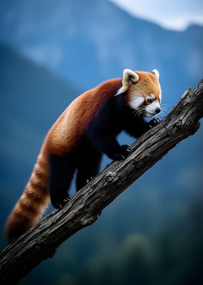 Red Panda Climbing on a Branch