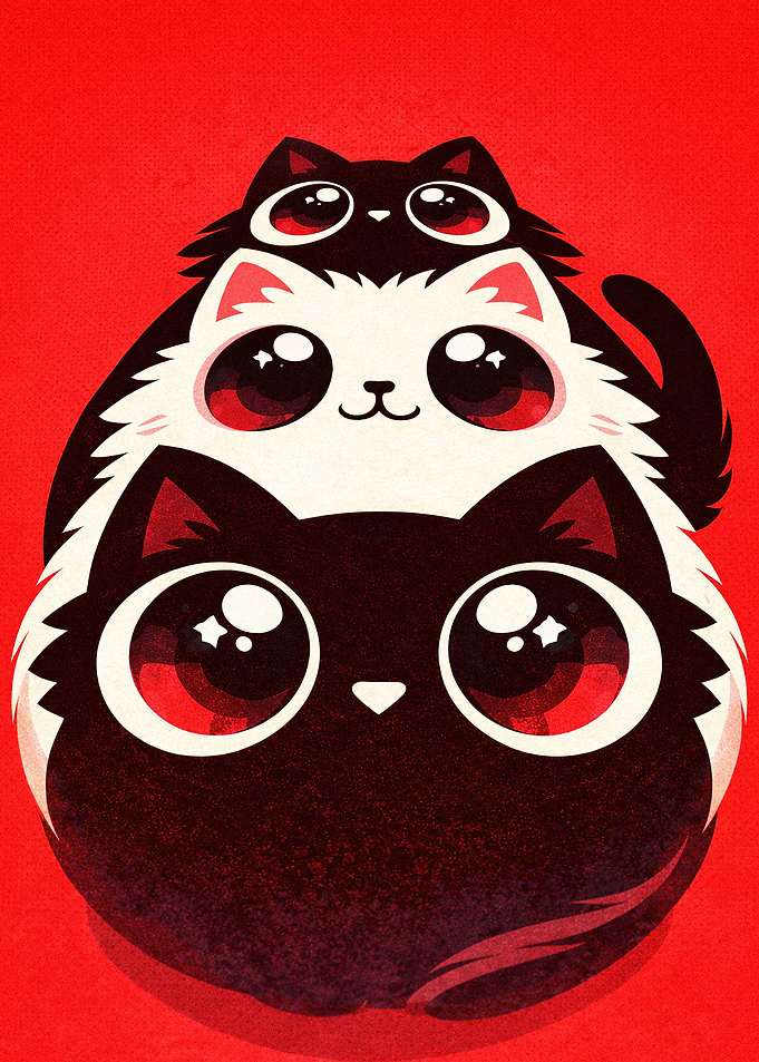 Stack of Cute Cats