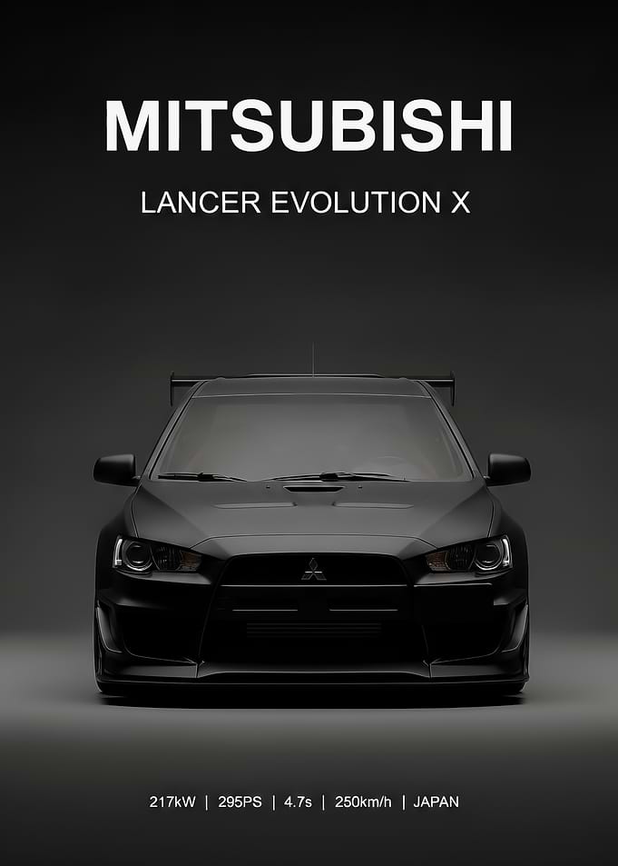 black Mitsubishi Lancer Evolution X poster