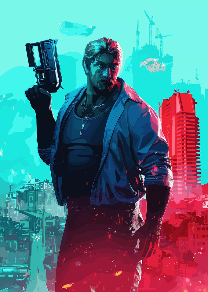 Cyberpunk Man with Gun