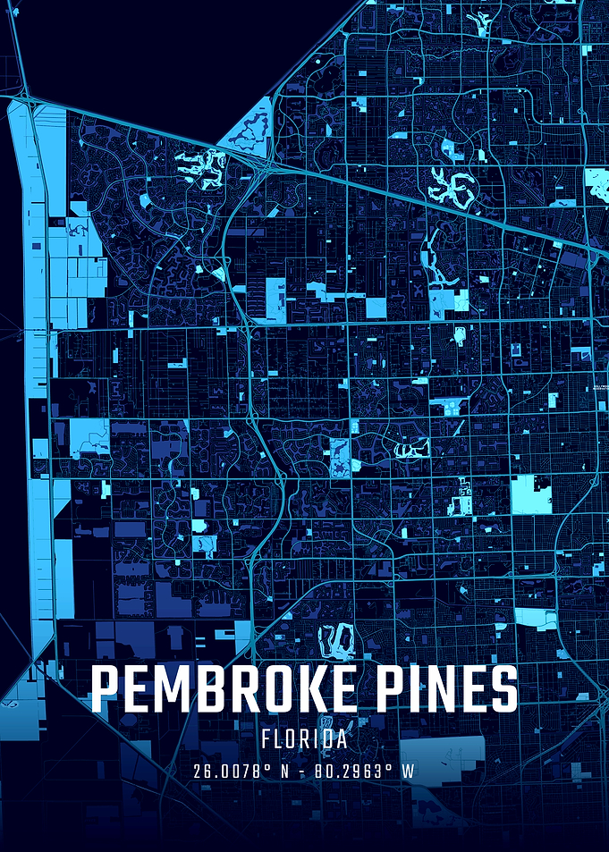 Pembroke Pines Florida Midnight City Map
