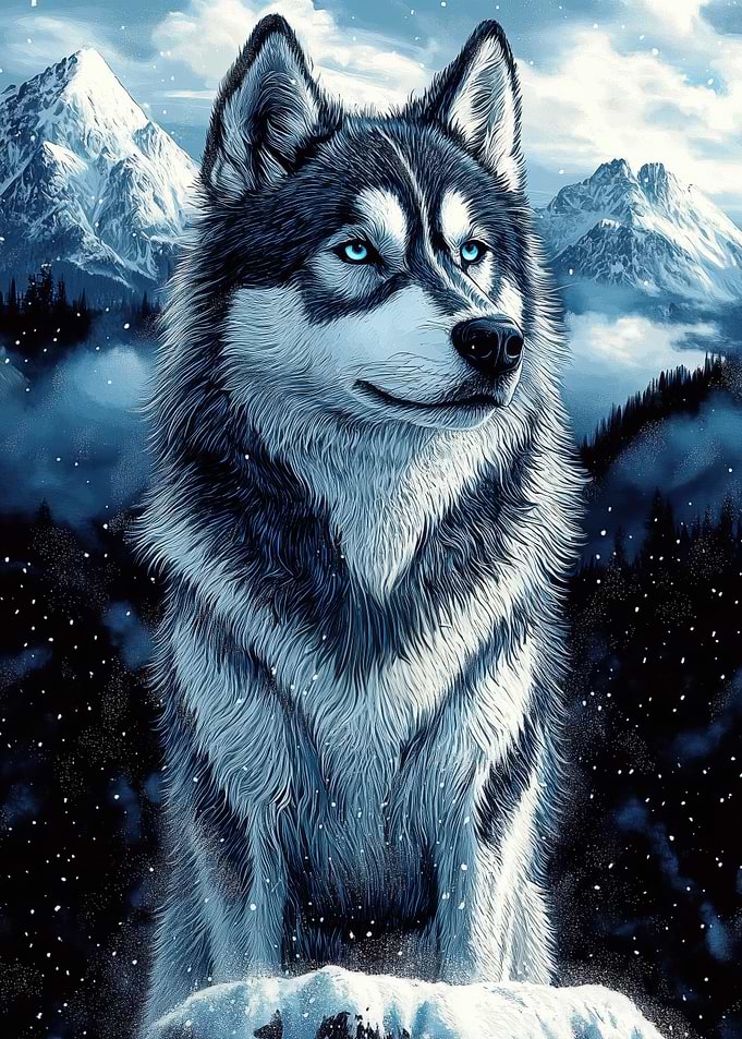 Wolf in Snowy Mountains
