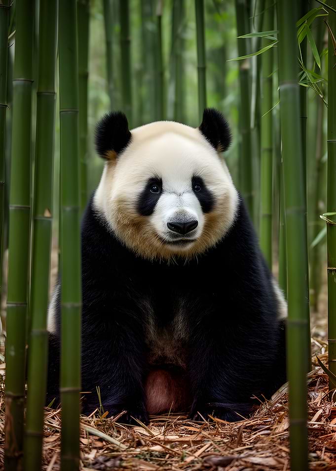 Panda in a Bamboo Forest