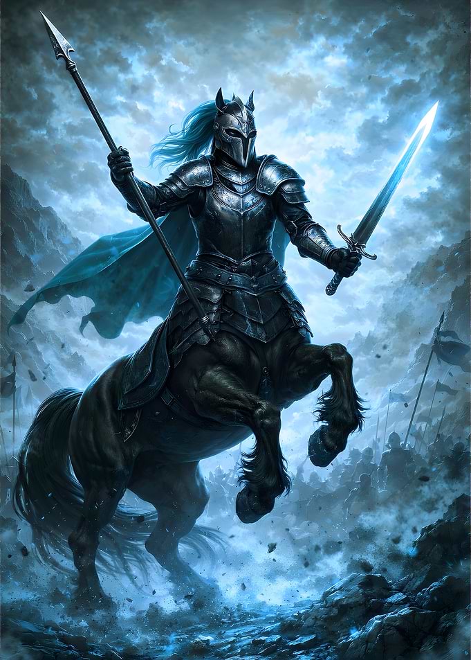 Fantasy Centaur Warrior with Glowing Sword