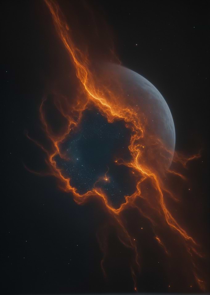 Cosmic Nebula with Planet