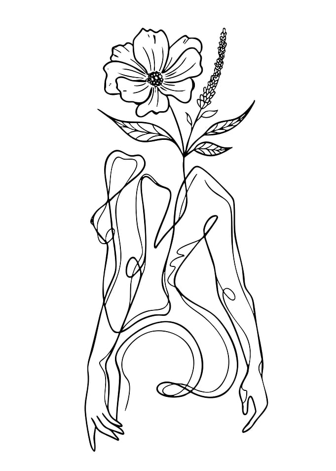 Abstract Floral Figure Line Art