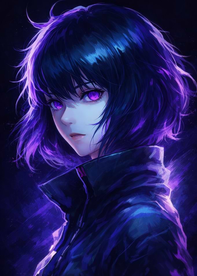 Anime Girl with Purple Eyes