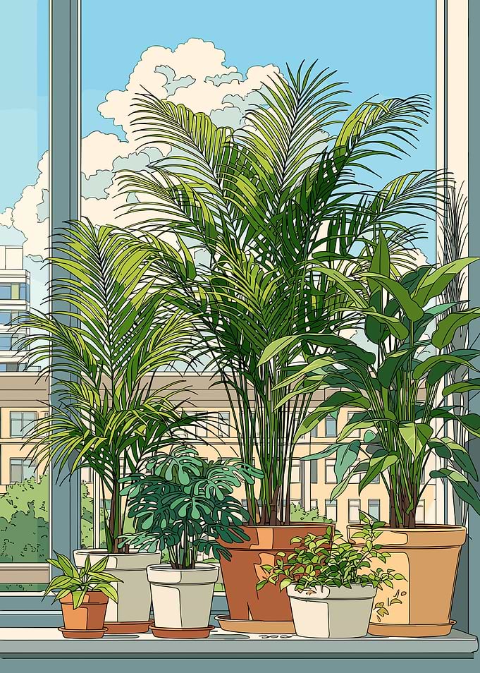 Potted plants on a windowsill