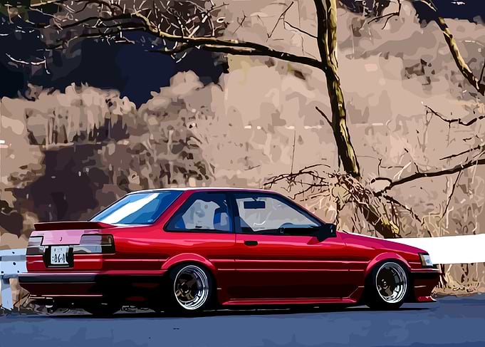Red Toyota AE86 Coupe