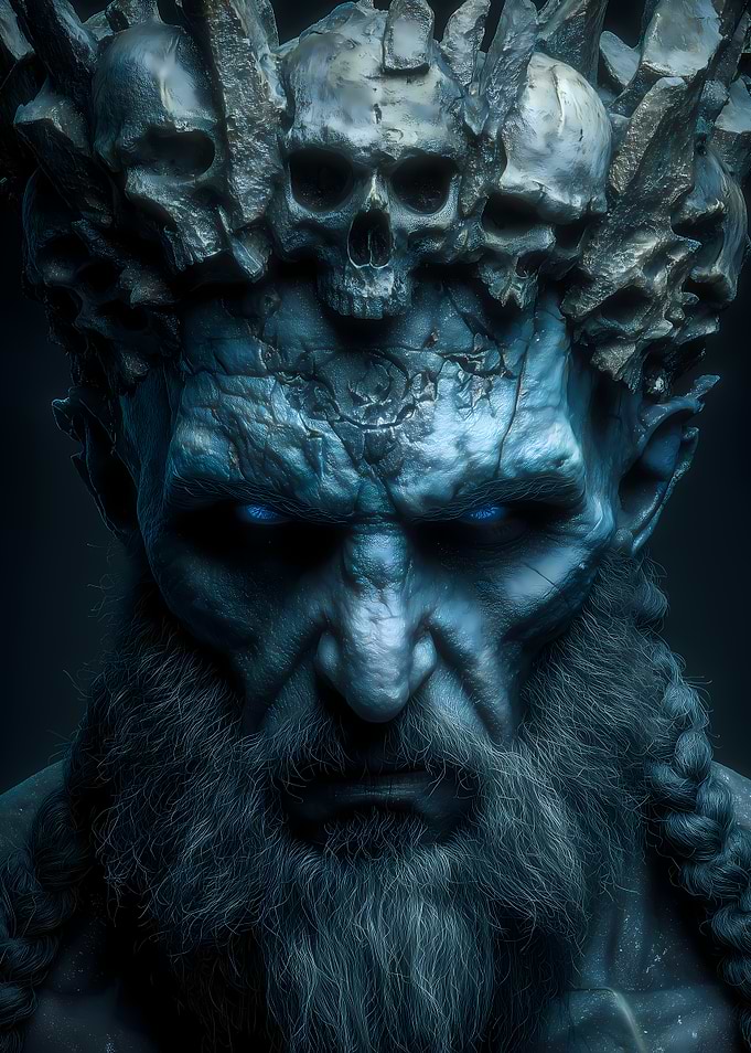 Dark Fantasy King with Skull Crown