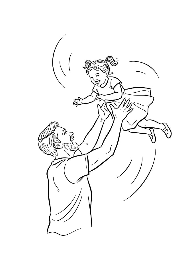 Father throwing daughter in the air
