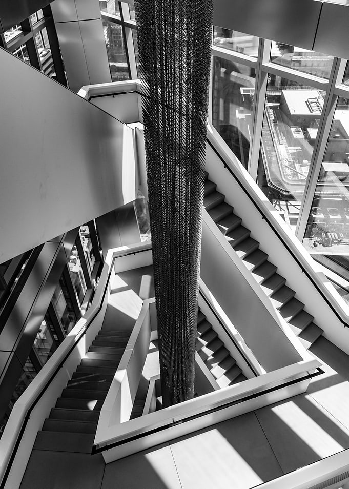Modern Staircase and Chandelier
