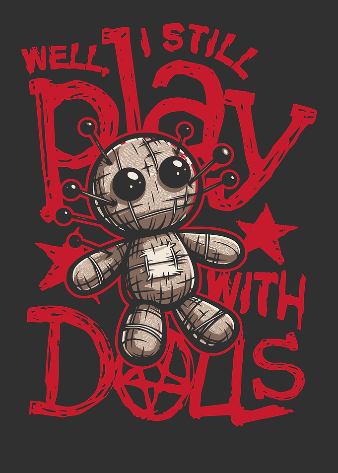 Voodoo Doll with Pins and Text