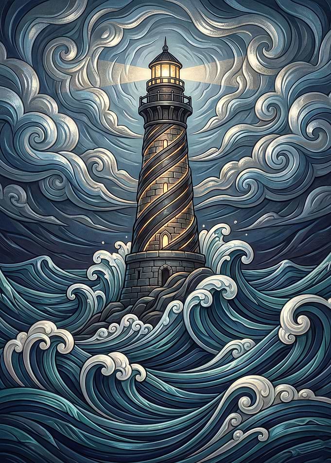 Lighthouse in a Stormy Sea