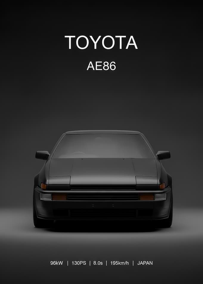 black Toyota AE86 Front View poster