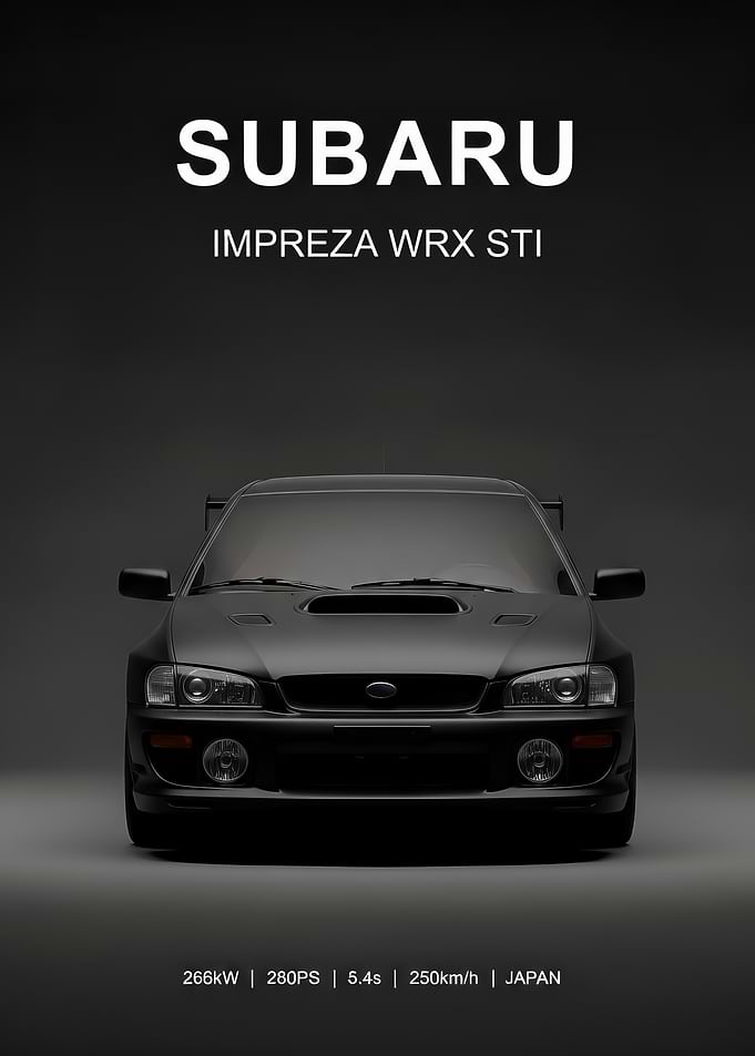 black Subaru Impreza WRX STI Poster