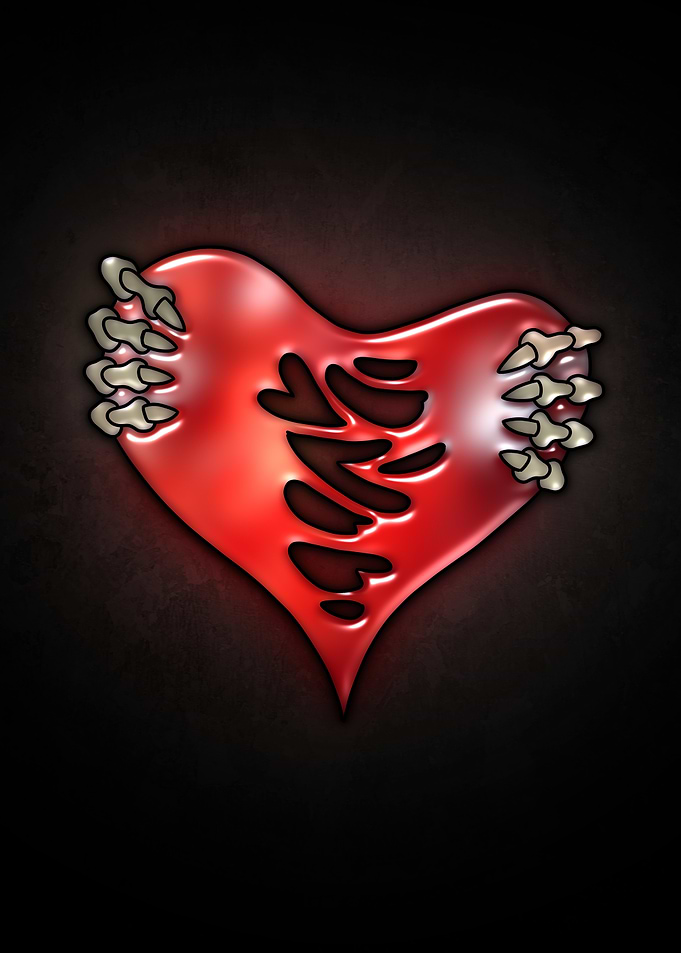 Torn Heart with Bones