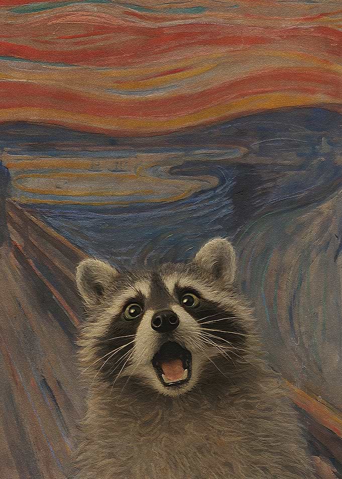 Screaming Raccoon in The Scream Painting