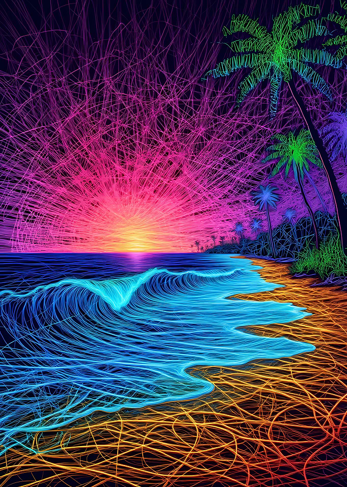 Psychedelic Beach Sunset