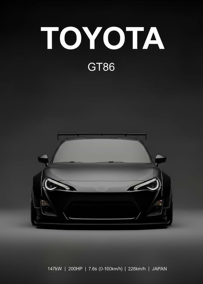black Toyota GT86 Sports Car poster