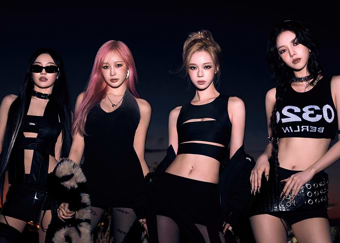 aespa Four women in black outfits posing