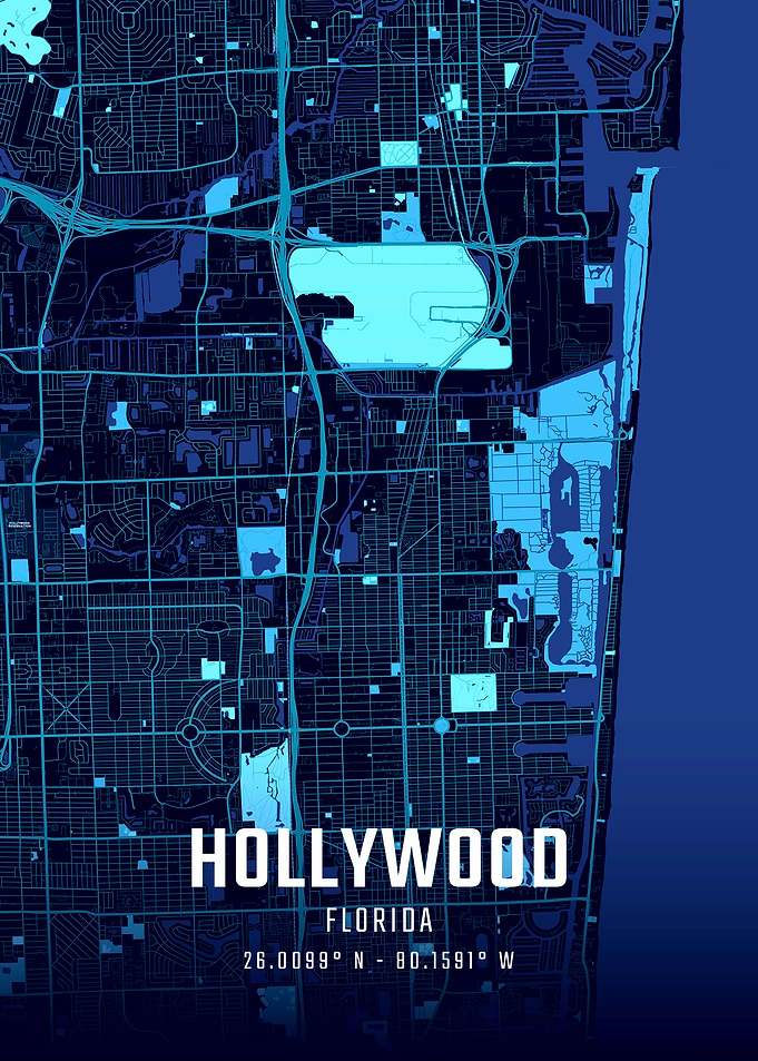 Hollywood Florida Midnight City Map
