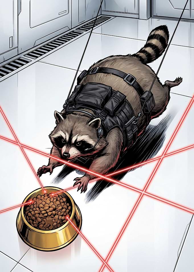 Rocket Raccoon in Laser Grid