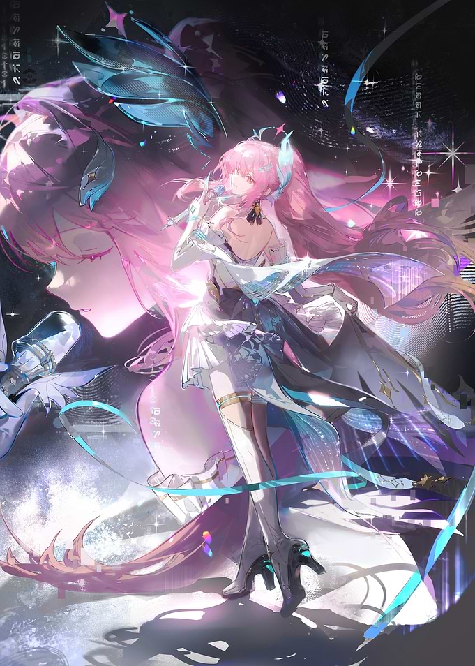 Girl with Pink Hair and Flowing Dress