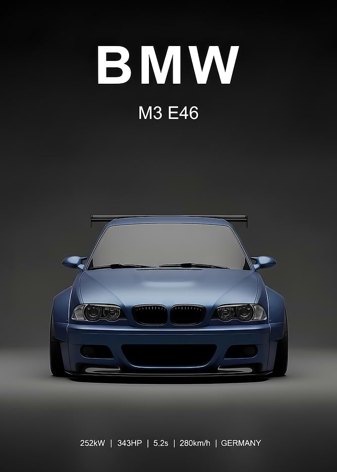 Sport blue BMW M3 E46 Poster
