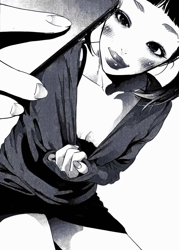 Manga girl in dark shirt