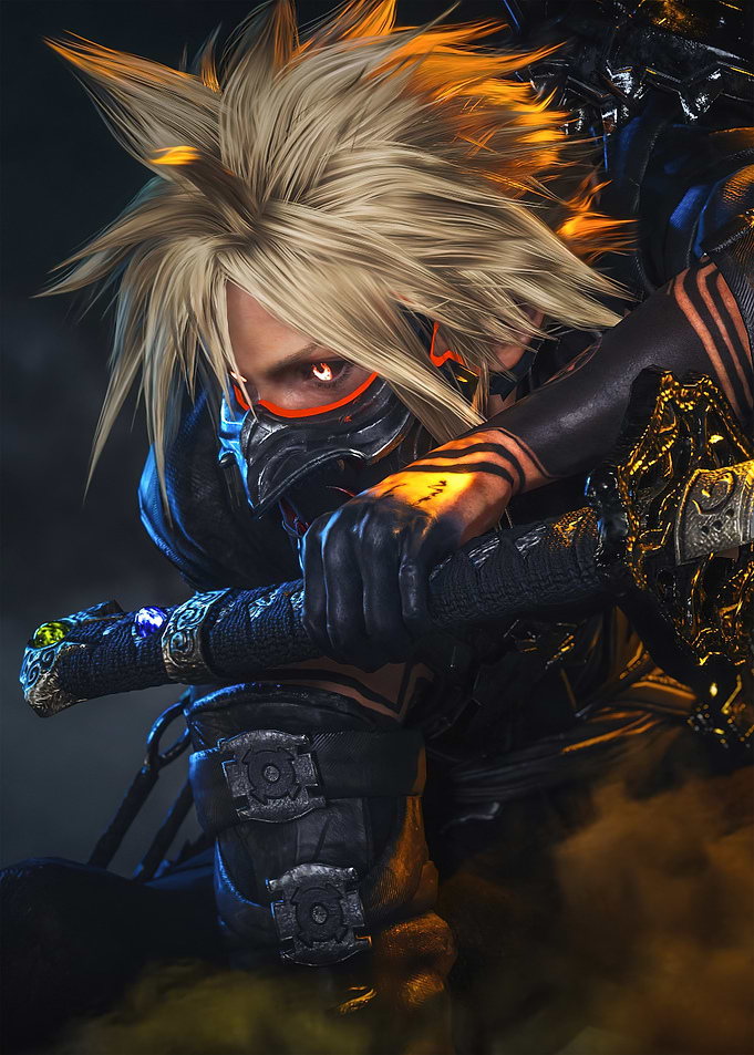 Cyberpunk Warrior with Glowing Eyes