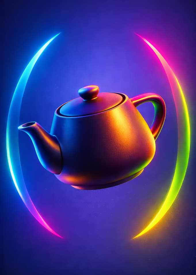 Neon Teapot with Abstract Lighting