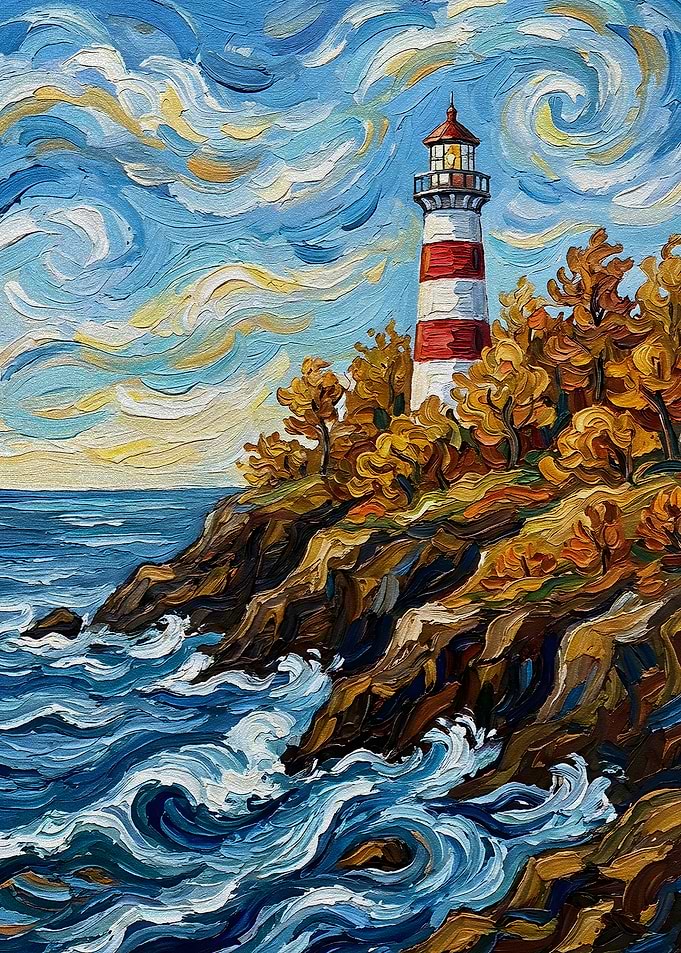 Lighthouse on a Rocky Coast
