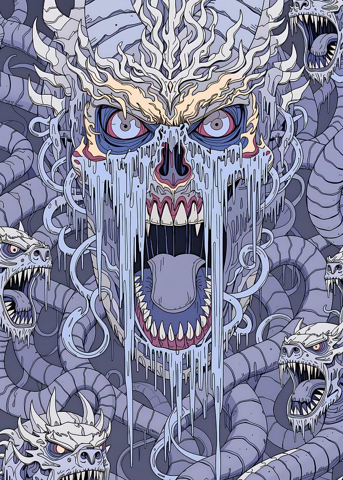 Ice Dragon Skull with Tentacles