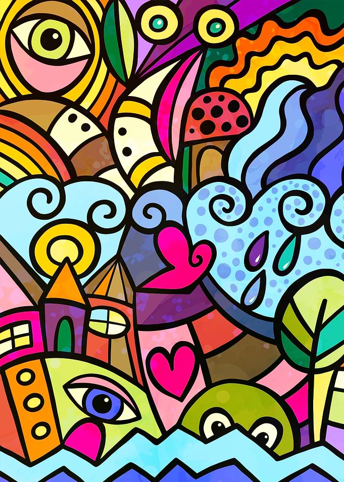 Vibrant Abstract Doodle Art