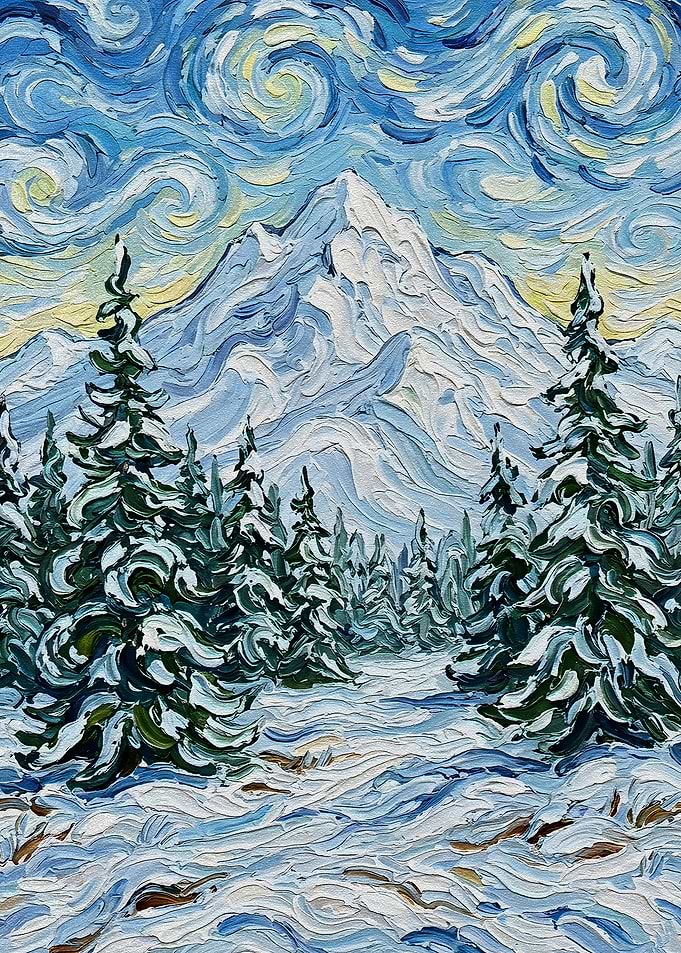 Snowy Mountain Landscape Painting