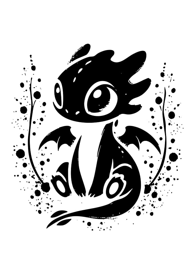 Cute Black Dragon Silhouette